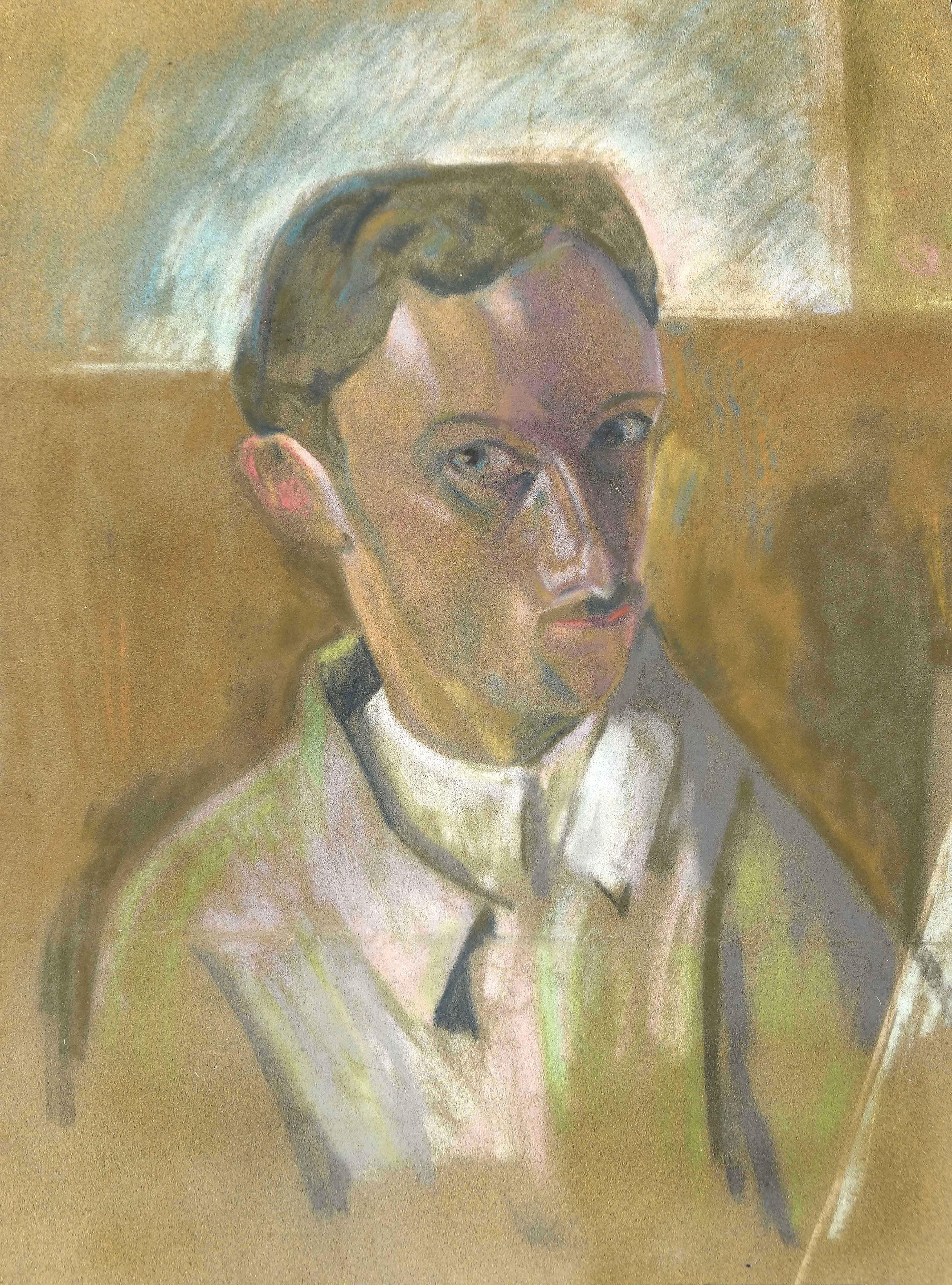 Ritratto - Disegno originale a pastelli colorati su carta velours - XX secolo
