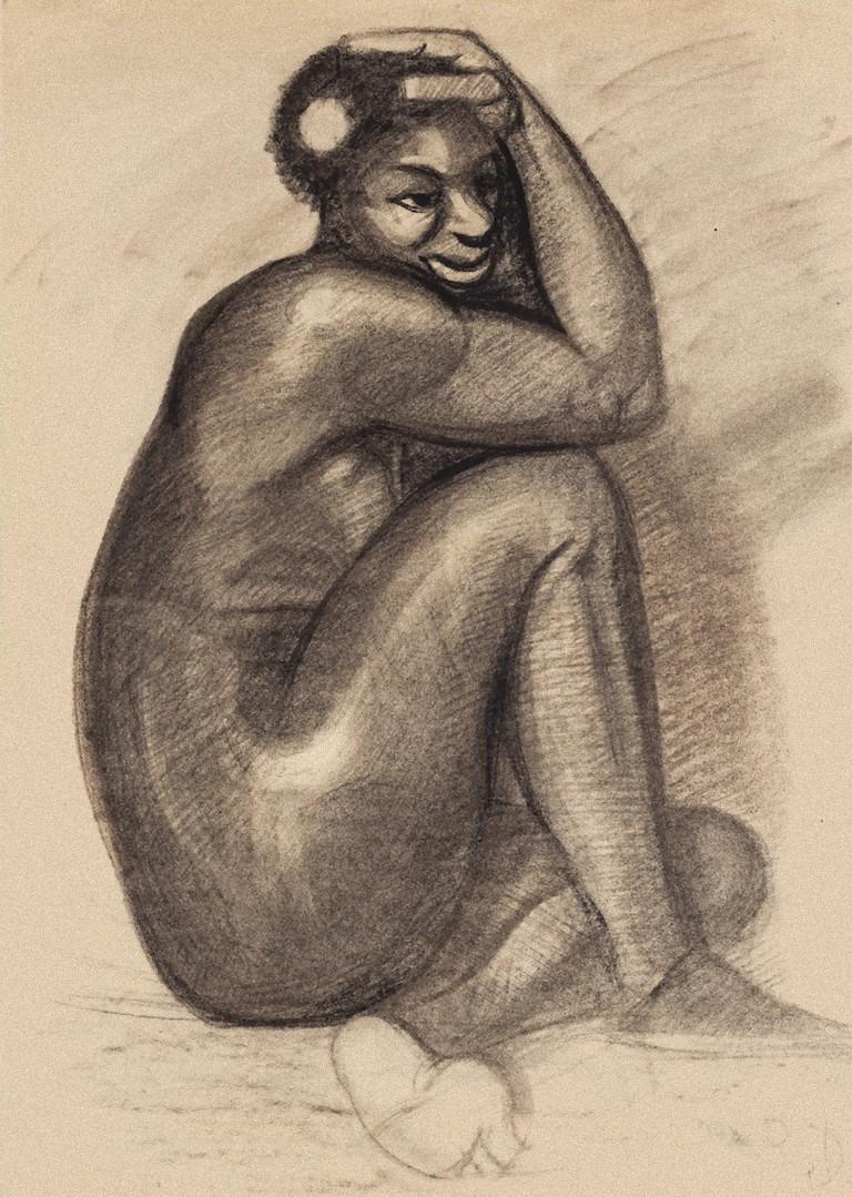Unknown Nude - Figure - Original Pencil and Charcoal on Paper - 20th Century