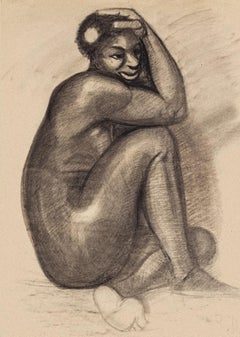Figure - Original Pencil and Charcoal on Paper - 20th Century