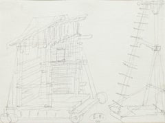 Construction of a Theatrical Machine-Original Pencil by E. Berman - 20th Century