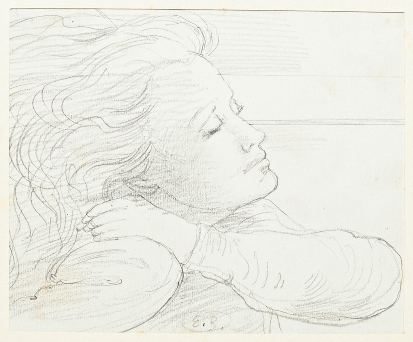 Eugène Berman Figurative Art - Portrait of his Wife - Original Pencil on Paper by E. Berman - 20th Century