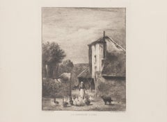 La Gardeuse D'Oies - Etching by Ch. Bourgeat After Constant Troyon - 1900