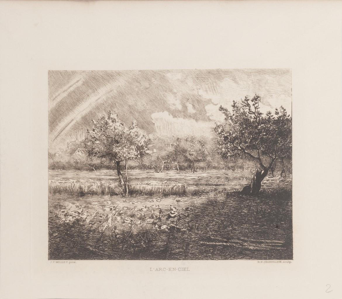 Landscape Print J.F. Millet & R.P. Grouiller - L'Arc en Ciel - Gravure R.P. Grouiller d'après J.F. Millet - XIXe siècle