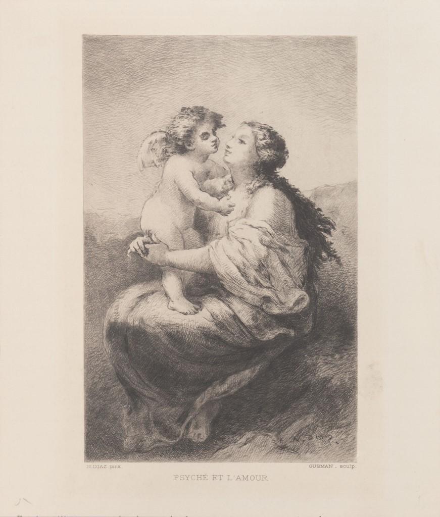 Psyche et L'Amour - Original Etching on Paper Narcisse Virgilio Diaz - 1800