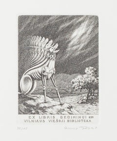 Ex Libris - Gediminui 650 - Vilniaus Viesoji Biblioteka - Etching - 1950s