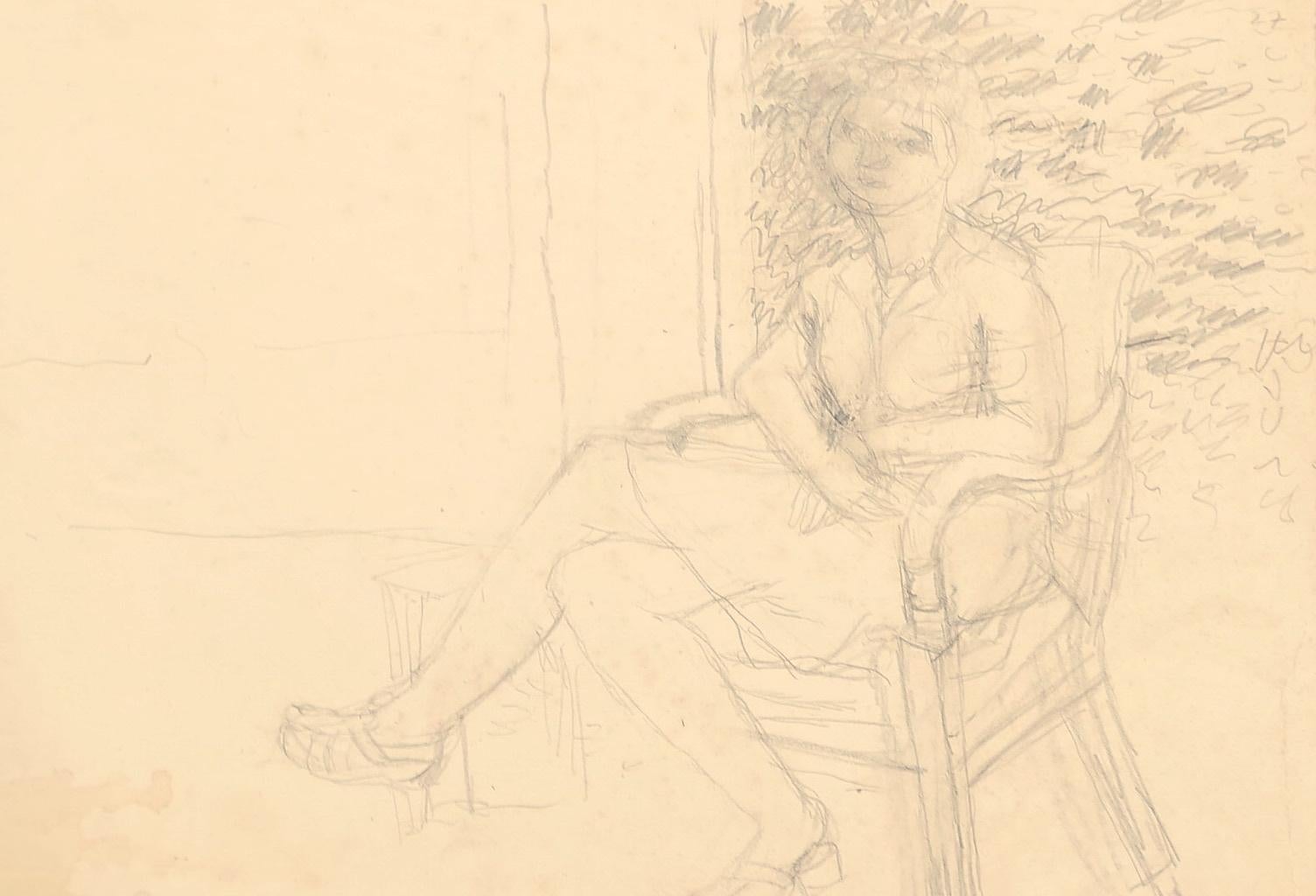 Interior - Drawing In Pencil- 20th Century