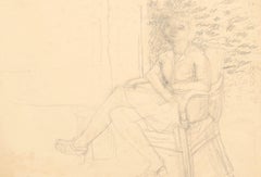 Vintage Interior - Drawing In Pencil- 20th Century