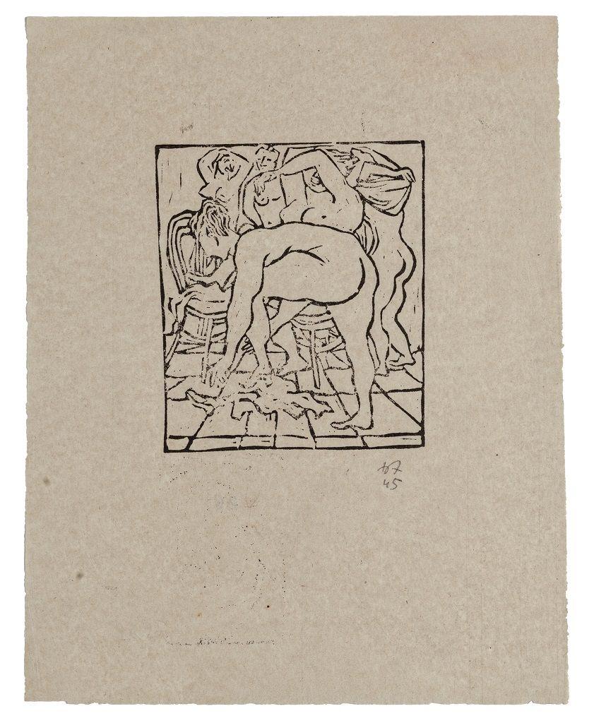 Nudes - Original Xylograph by Amerigo Tot - 1945