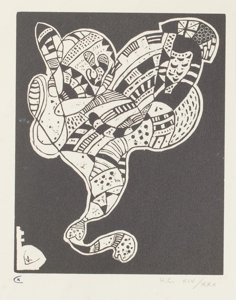 Vasilij Kandinskij Abstract Print - Surreal Figure - Gravure pour "Origine" - Woodcut on Paper by V. Kandinskij 