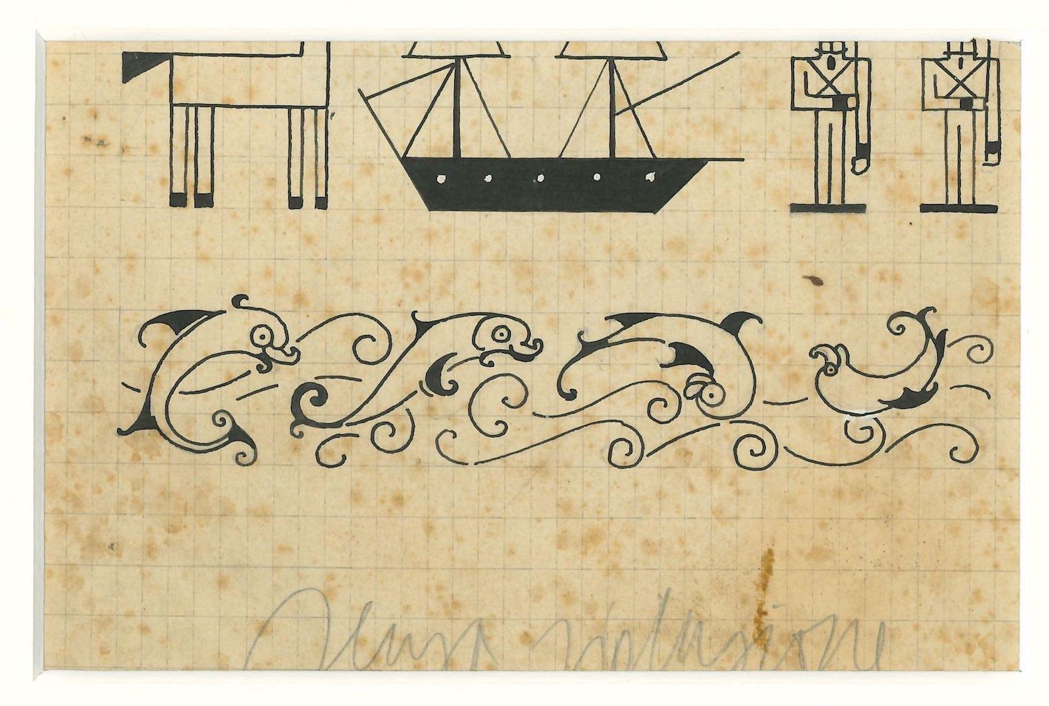 Sea Fantasy è un disegno a penna realizzato dall'artista italiano Bruno Angoletta.

Firmato a mano in basso a matita.

Incluso un  Passepartout:  30 x 40 cm.

Buone condizioni.

L'opera rappresenta uno scenario con delfini, barche e soldati in una
