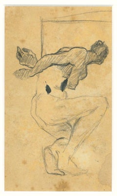 Nude with Crossed Arms - Original Drawing in Pencil by Beppe Guzzi - 1940s