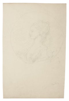 Figure - Dessin original au crayon - XIXe siècle