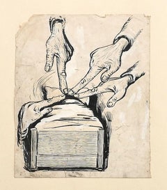 Antique Guilty - Original Pen, Ink and Pencil on Paper by G. Galantara - 1908 ca.