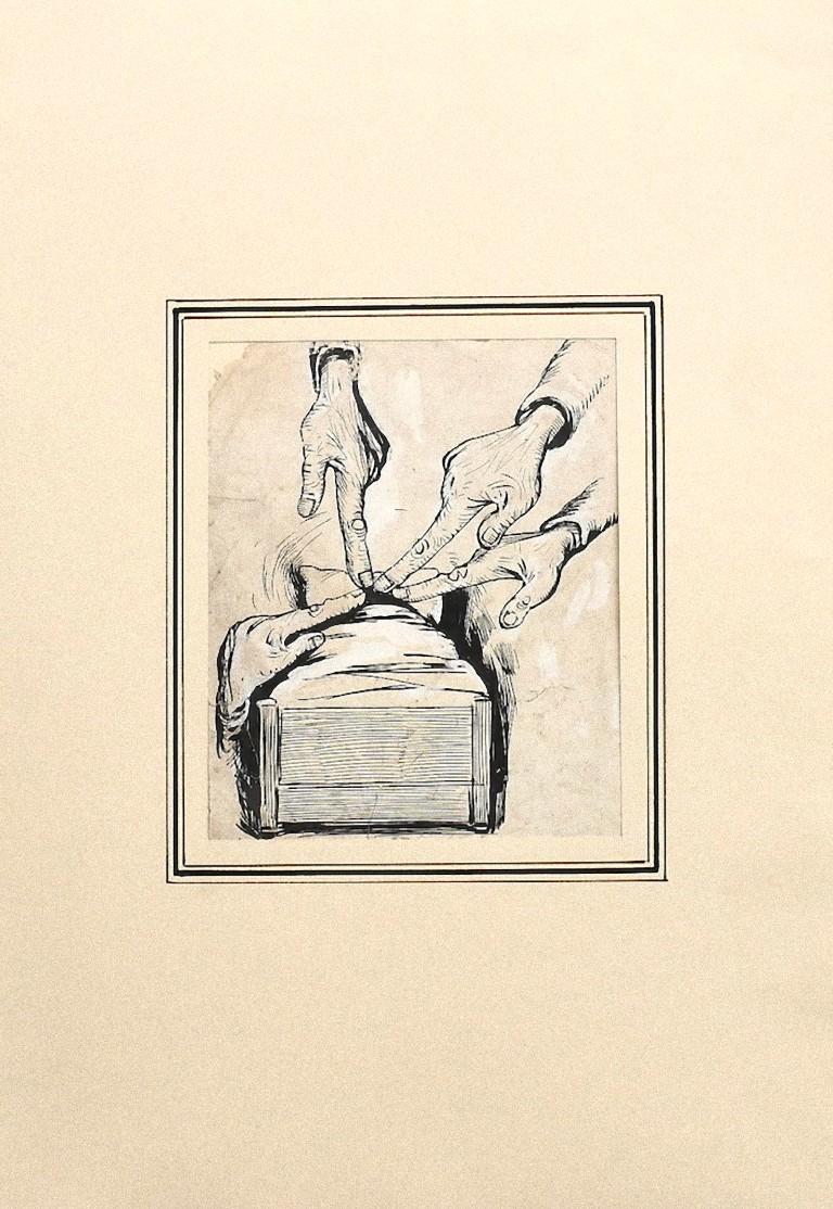 Guilty - Original Pen, Ink and Pencil on Paper by G. Galantara - 1908 ca. - Art by Gabriele Galantara