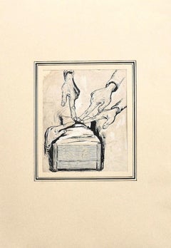 „Guilty“ – Originalzeichnung mit Feder, Tinte und Bleistift auf Papier von G. Galantara – ca. 1908