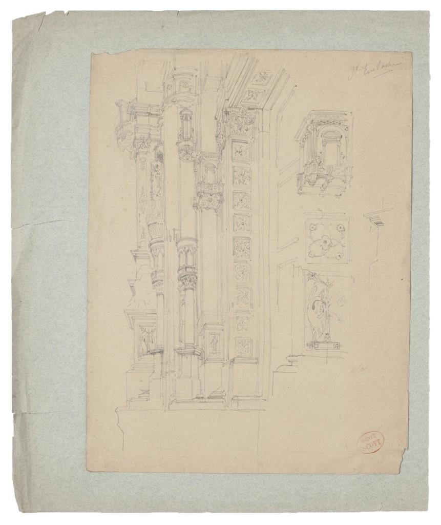 Unknown Figurative Art - Architecture - Original Pencil Drawing - 19th Century