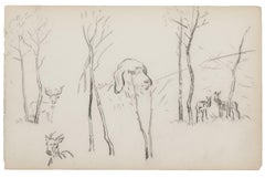 In The Country Side - Original Pencil by Brissot de Warville - 19th Century