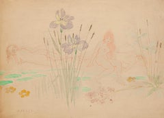 Weizenfeld – Pastell und Aquarell von A. Roedel – Ende des 19. Jahrhunderts