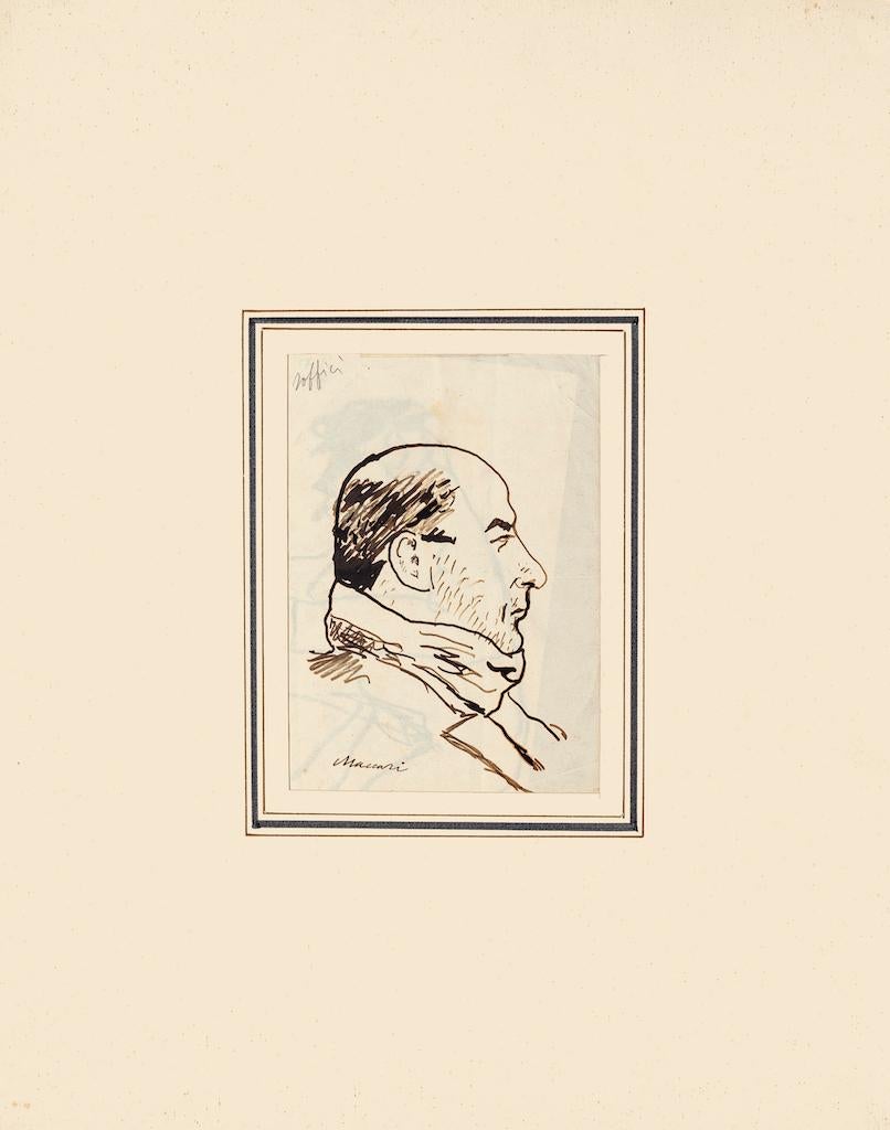 Portrait of Ardengo Soffici - Original Drawing by Mino Maccari - 1938 For Sale 1