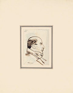 Porträt von Ardengo Soffici – Originalzeichnung von Mino Maccari – 1938