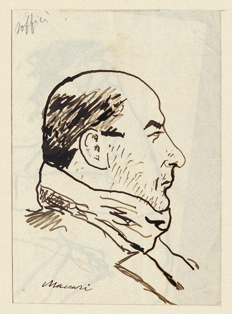 Porträt von Ardengo Soffici – Originalzeichnung von Mino Maccari – 1938