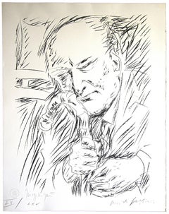 Ritratto di Giuseppe Ungaretti - Litografia originale di Pericle Fazzini - 1958