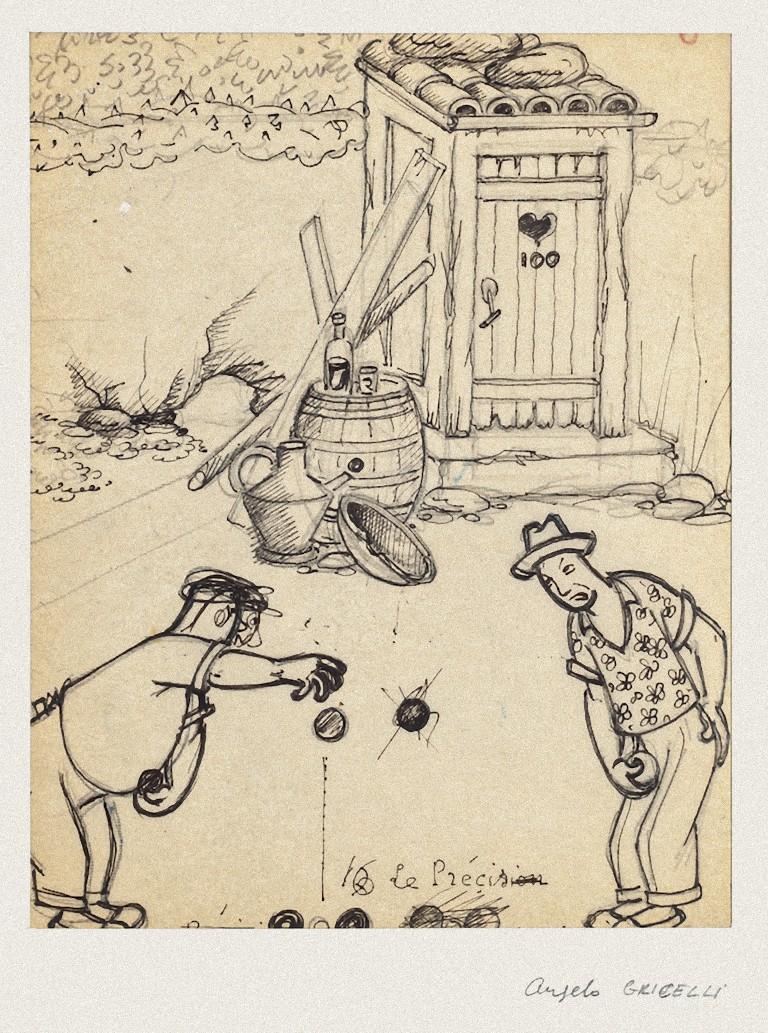 Figuren ist eine Originalzeichnung in Bleistift und China Ink auf Papier von Angelo Griscelli (1893 - 1970)

Der Erhaltungszustand ist gut und alt.

Han-signiert unten rechts

Passepartout Inklusive: 51 x 35 cm

Das Kunstwerk zeigt Figuren, die
