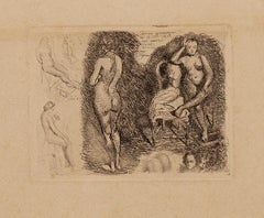 Gravure d'un nu par Isac Regnaut - XXe siècle