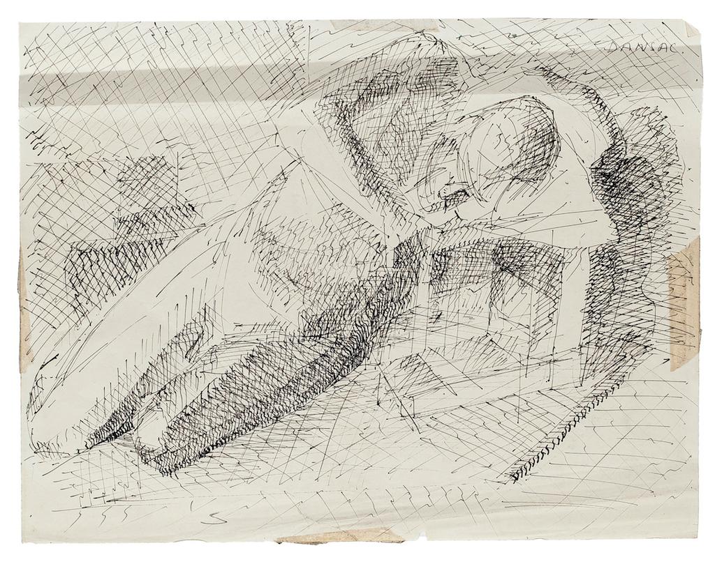 Unknown Figurative Art - Nude - Original Pen Drawing by Dansac - 1960 ca.