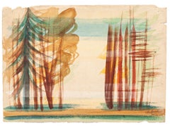 Landscape - Original Watercolor by Jean Delpech - 20th Century