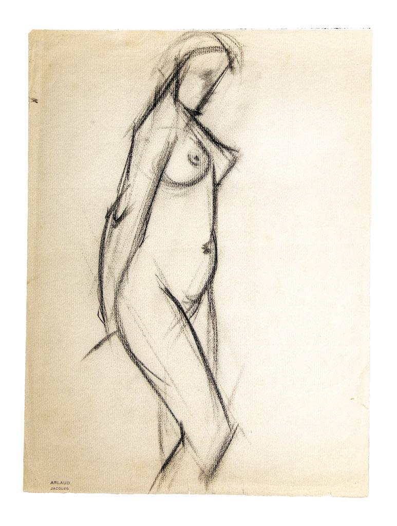Nudefarbene Originalzeichnung mit Bleistift von Jacques Arland - 1920 im Angebot 1