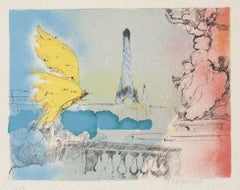 The Eiffel Tower - Original Lithograph on Paper by Paul Guiramand - 20th Century