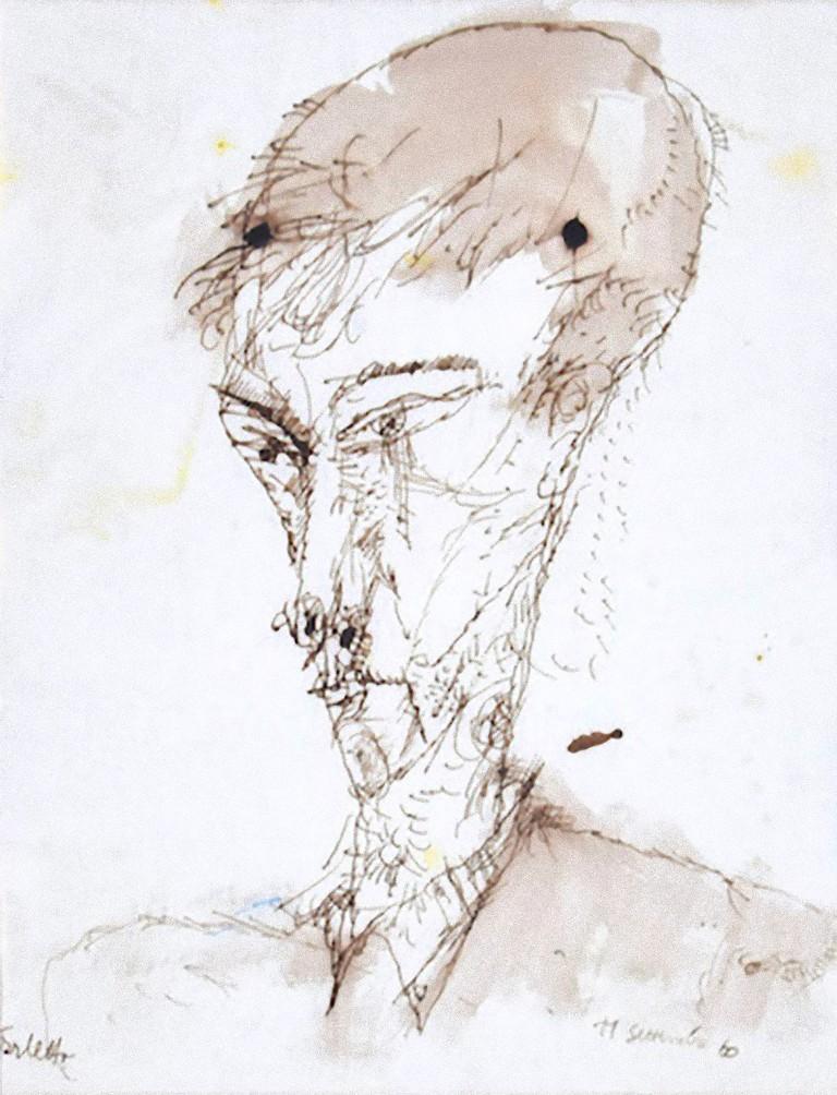 Portrait - Pen and Watercolor by Sergio Barletta - 1960