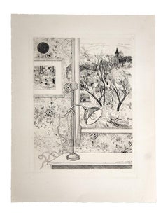 Windows View - Original Etching by Jacques Maret - 20th Century