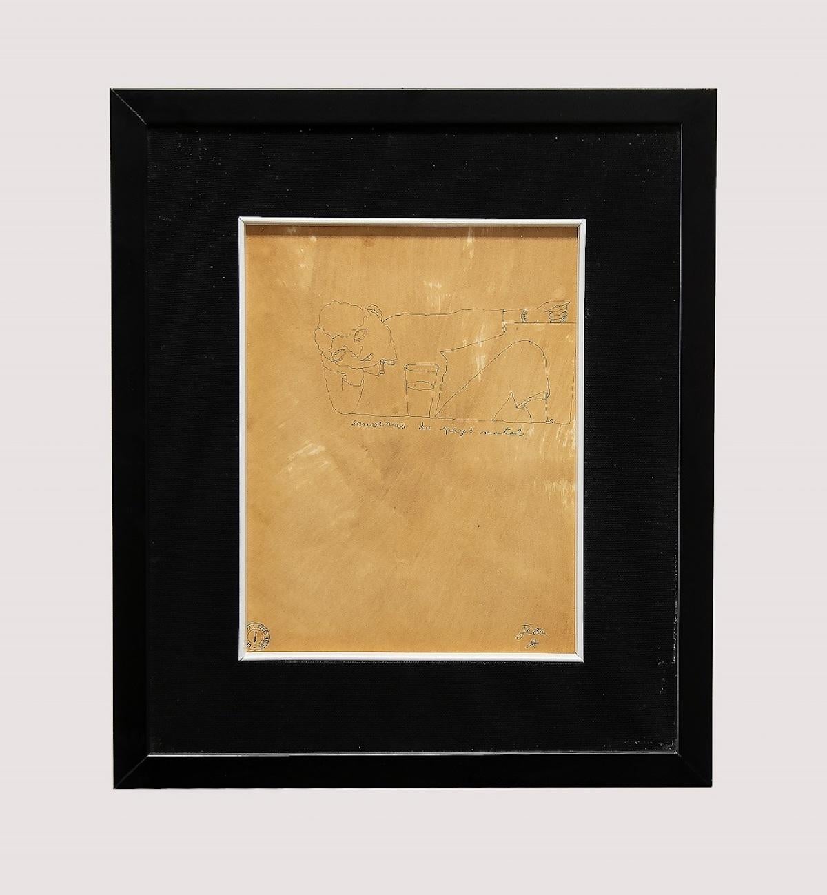 Souvenirs Du Pays Natal – Original chinesische Tuschezeichnung von Jean Cocteau – 1920er Jahre im Angebot 1