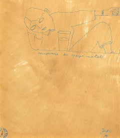 Souvenirs Du Pays Natal - Original China Ink Drawing by Jean Cocteau - 1920s