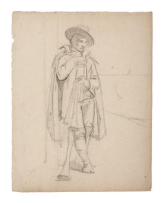 Musician - Pencil Drawing - 19th Century