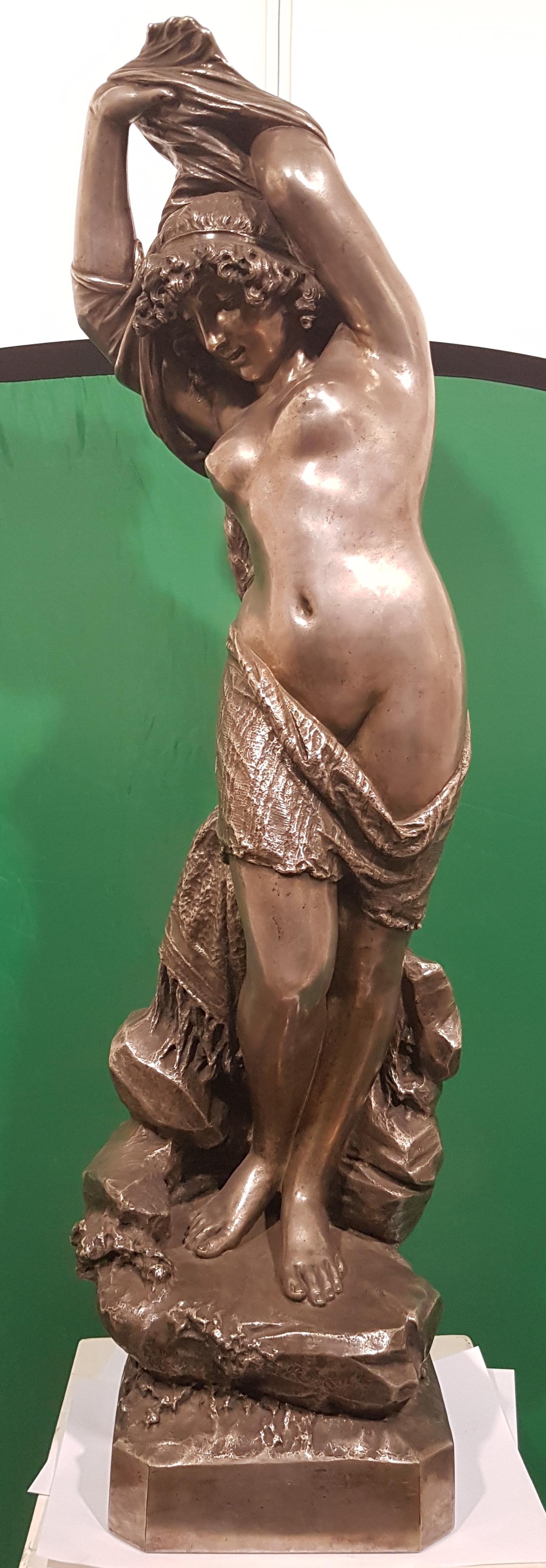 Odalisque – versilberte Bronzeskulptur von Giuseppe Salvi – 1886 im Angebot 3