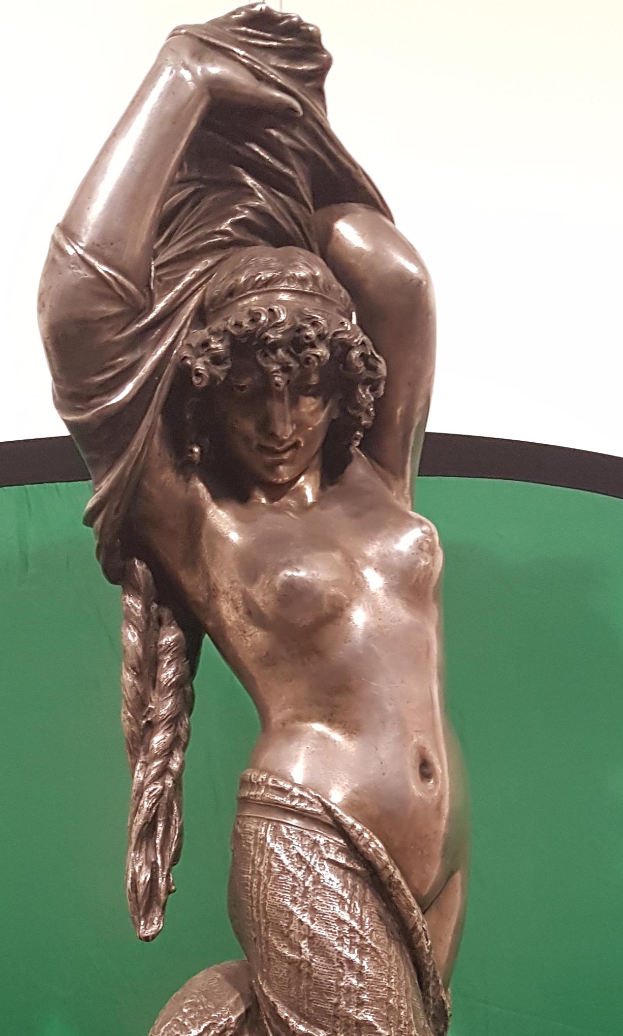 Odalisque - Silver-plated Bronze Sculpture by Giuseppe Salvi - 1886 For Sale 2