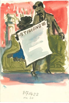 Vintage Il Tirreno - Drawing by Mino Maccari - 1970s