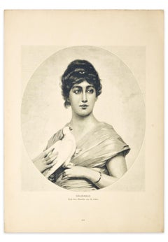 Femme avec une colombe - Zincographie originale d'après M. Sichel - 1905