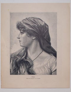 Le visage de la femme - Zincographie originale d'après Frantisek Zenisek par E. Krell - 1905