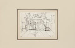 Theatrical Scene - Ink Drawing by Eugène Berman - Mid-20th Century
