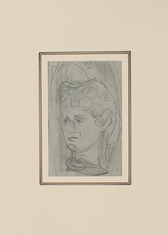 Maskierter Kopf - Bleistiftzeichnung von Eugène Berman - 1950er Jahre