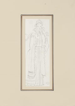 Theatrical Costum - Pencil Drawing by Eugène Berman - 1950s