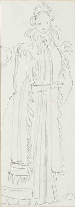 Theatrical Costum - Pencil Drawing by Eugène Berman - 1950s