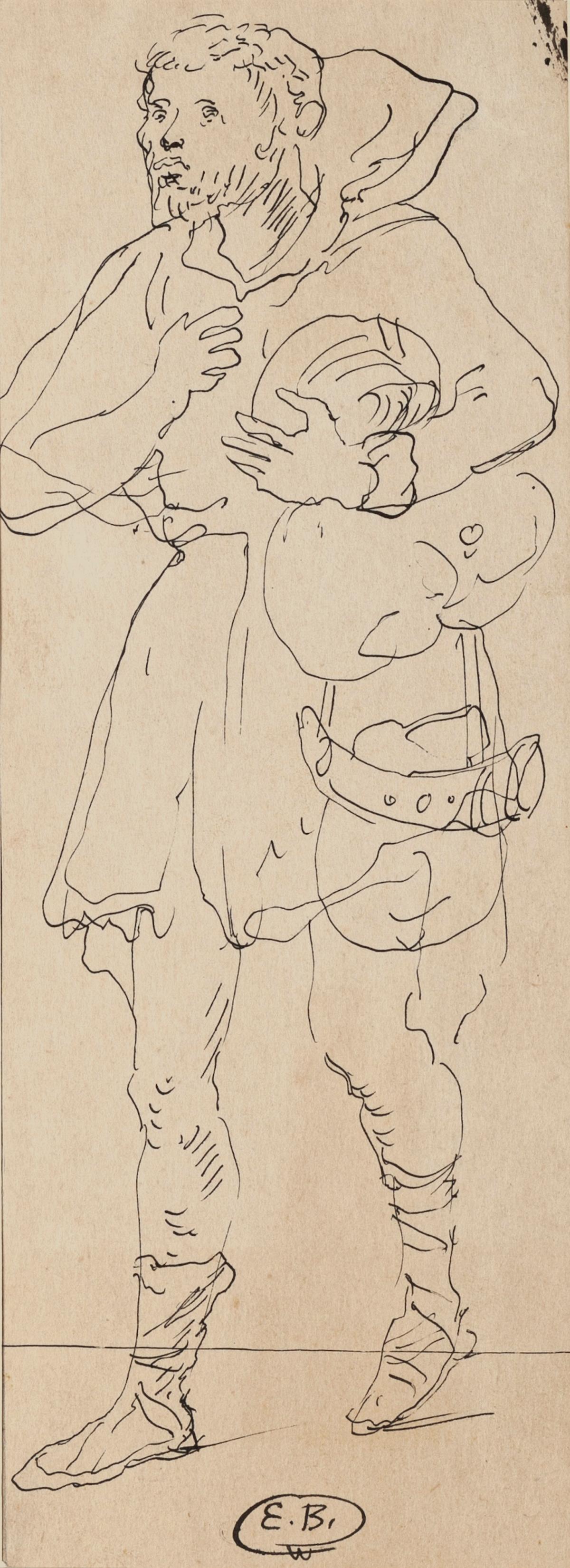 Theatrical Costume - Pencil Drawing by Eugène Berman - 1950s