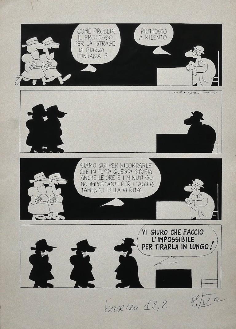 Political Comics è un disegno originale in China ink comics, realizzato dal fumettista italiano Alfredo Chiappori. 

Buone condizioni

Firmato sul piatto con il timbro blu di 'Archivio Paese Sera, 14 Apr 1977, sul retro.

Alfredo Chiappori (Lecco,