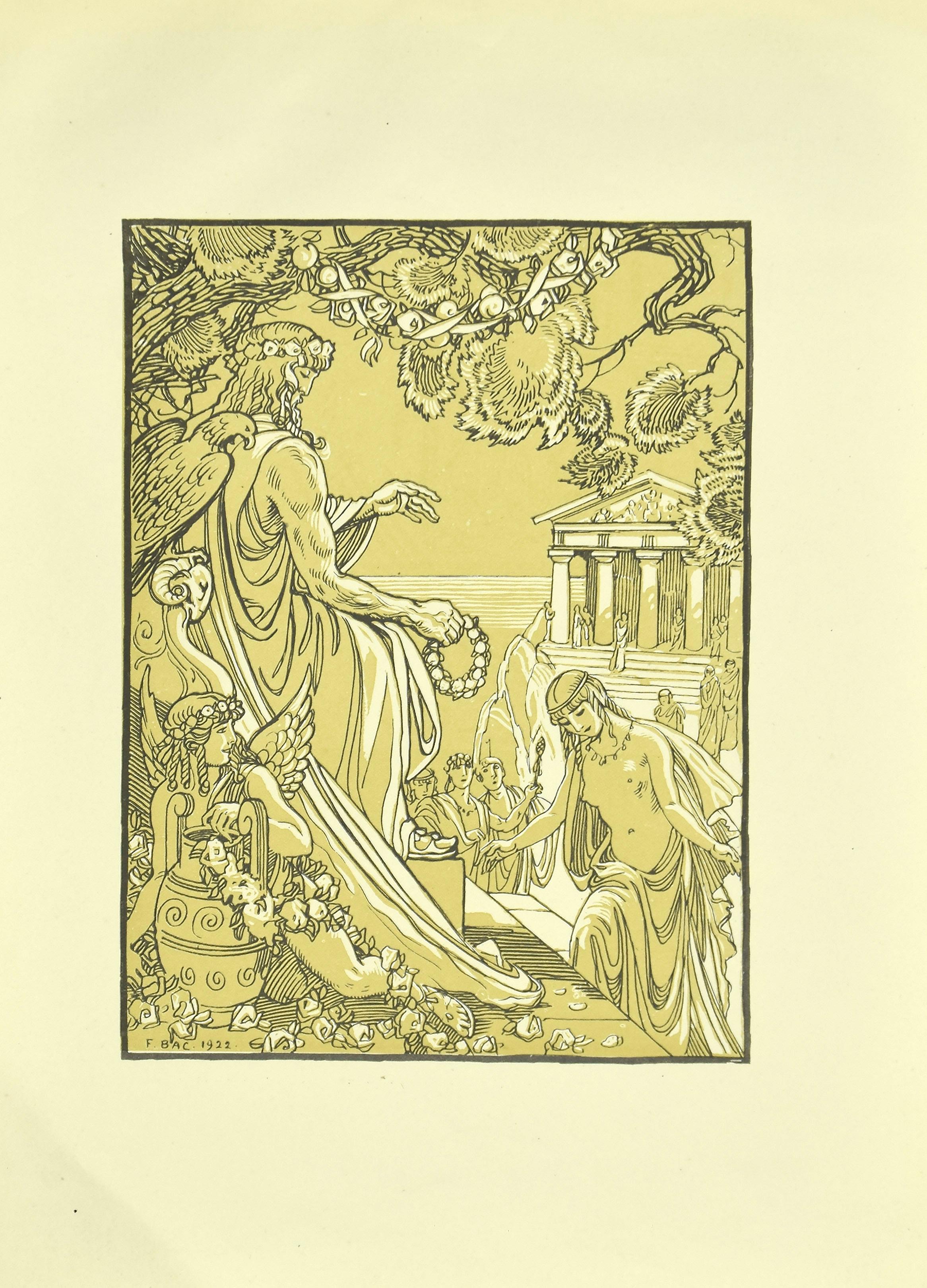 Ferdinand Bac Figurative Print – Die Krönung - Originallithographie von F. Bac - 1922