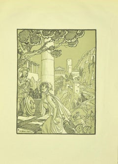Antique The Greek City - Original Lithograph by F. Bac - 1922